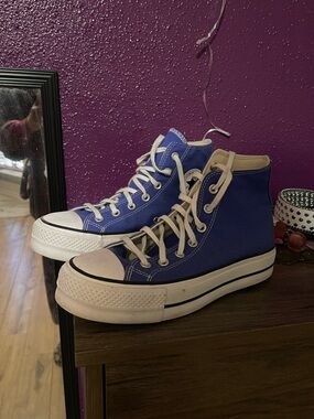 Converse High-Top Canvas Sneakers in Blue with White Trim